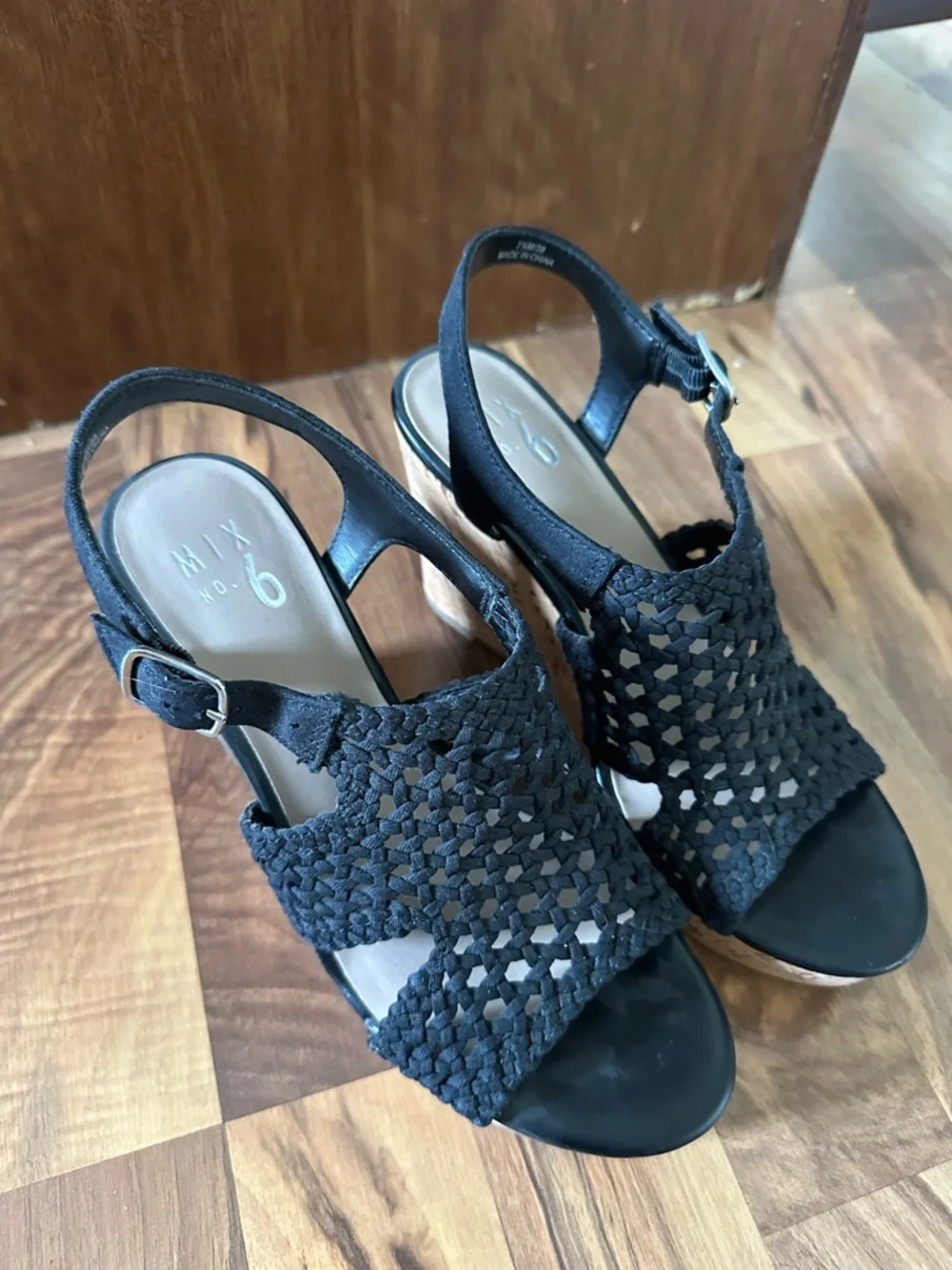 Mix No. 6 Black Woven Slingback Heels